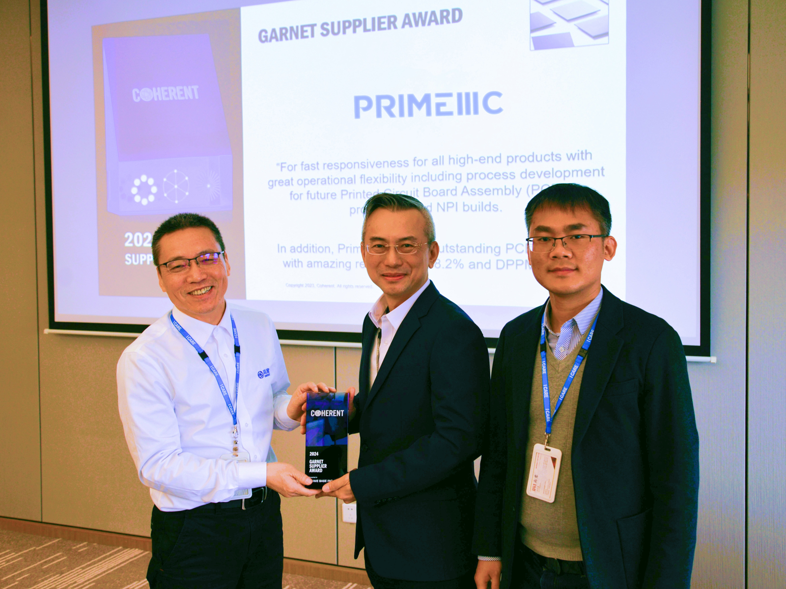 FICG PRIME Wins Big: Coherent GARNET Supplier Award 2024